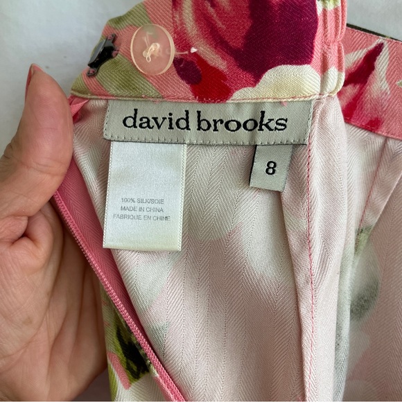 David Brooks Petites 100% Silk Skirt set Pink salmon Hawaiian floral print, Sz 8 - Picture 7 of 8